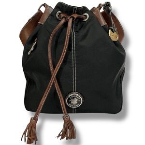 Wayfarer Dooney & Bourke Black and Brown Hobo Bucket Bag